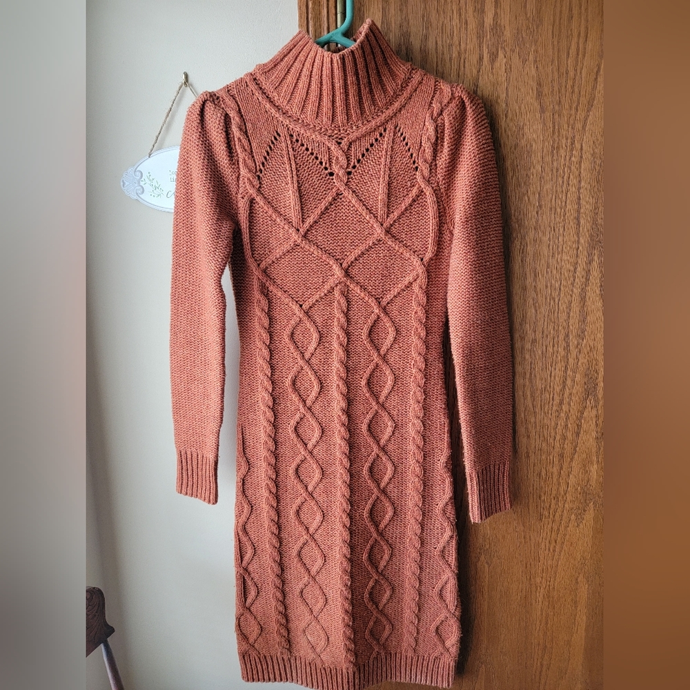 Moda International Women's Cable Knit Sweater Dress, sz S